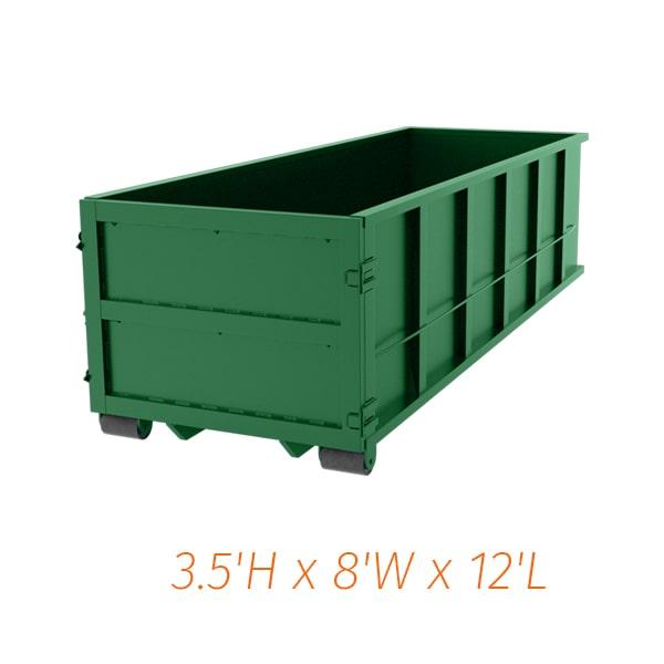 a 10-yard dumpster can be placed on any paved or level surface in your driveway, yard, or parking lot